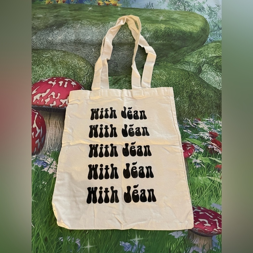 With Jean Tote Bag, Cream, Preowned